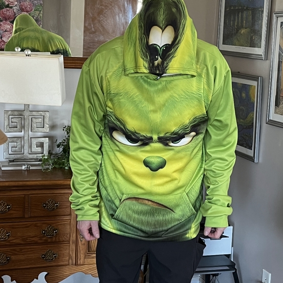 The Grinch Novelty Hoodie Size 5X Bright Green - Picture 4 of 7